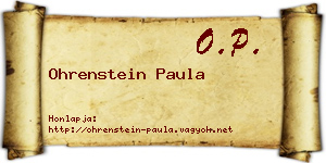 Ohrenstein Paula névjegykártya